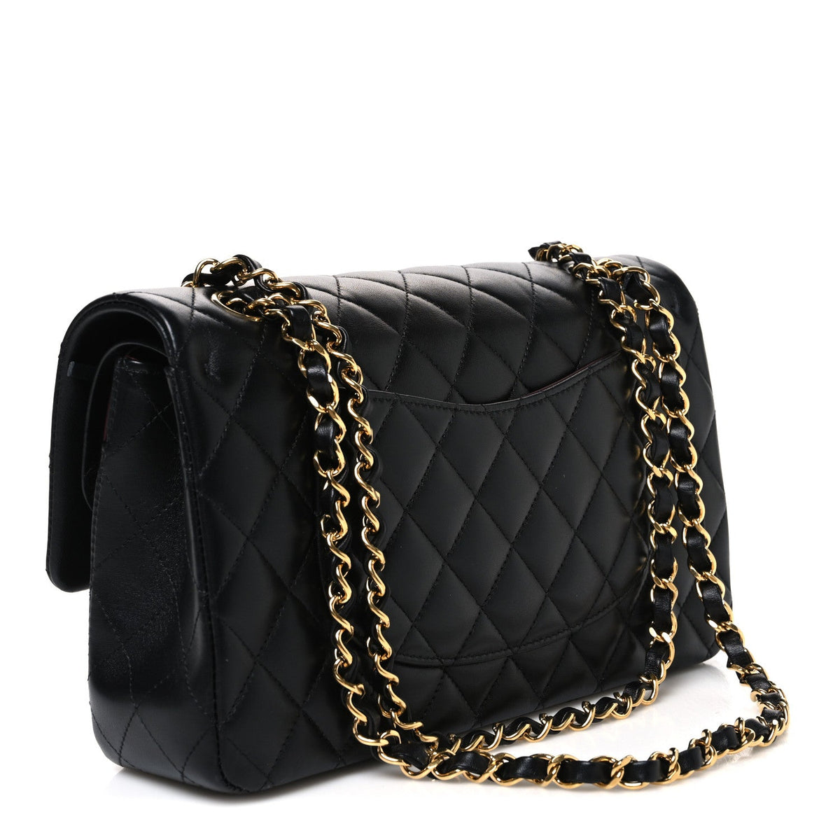 Lambskin Quilted Medium Double Flap Black At My store