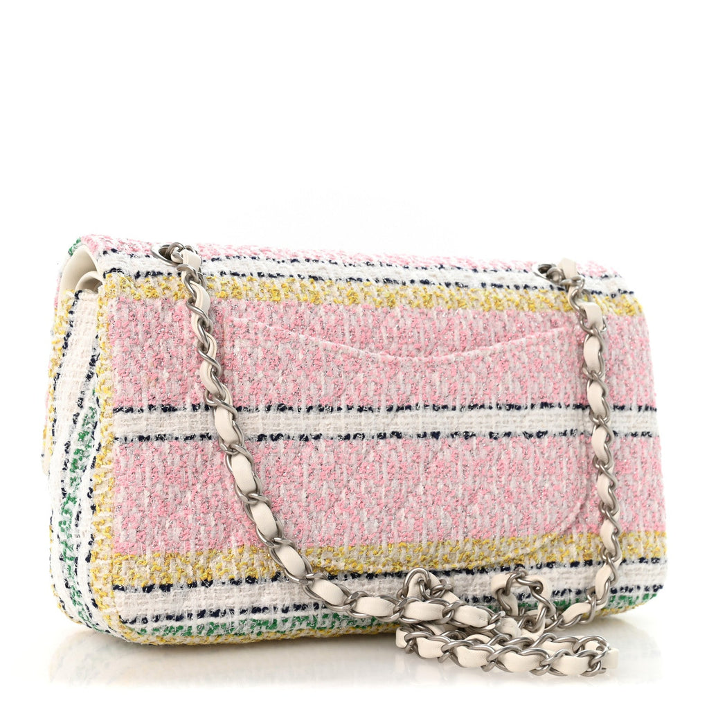 Tweed Quilted Medium Double Flap Yellow White Ochre At My store