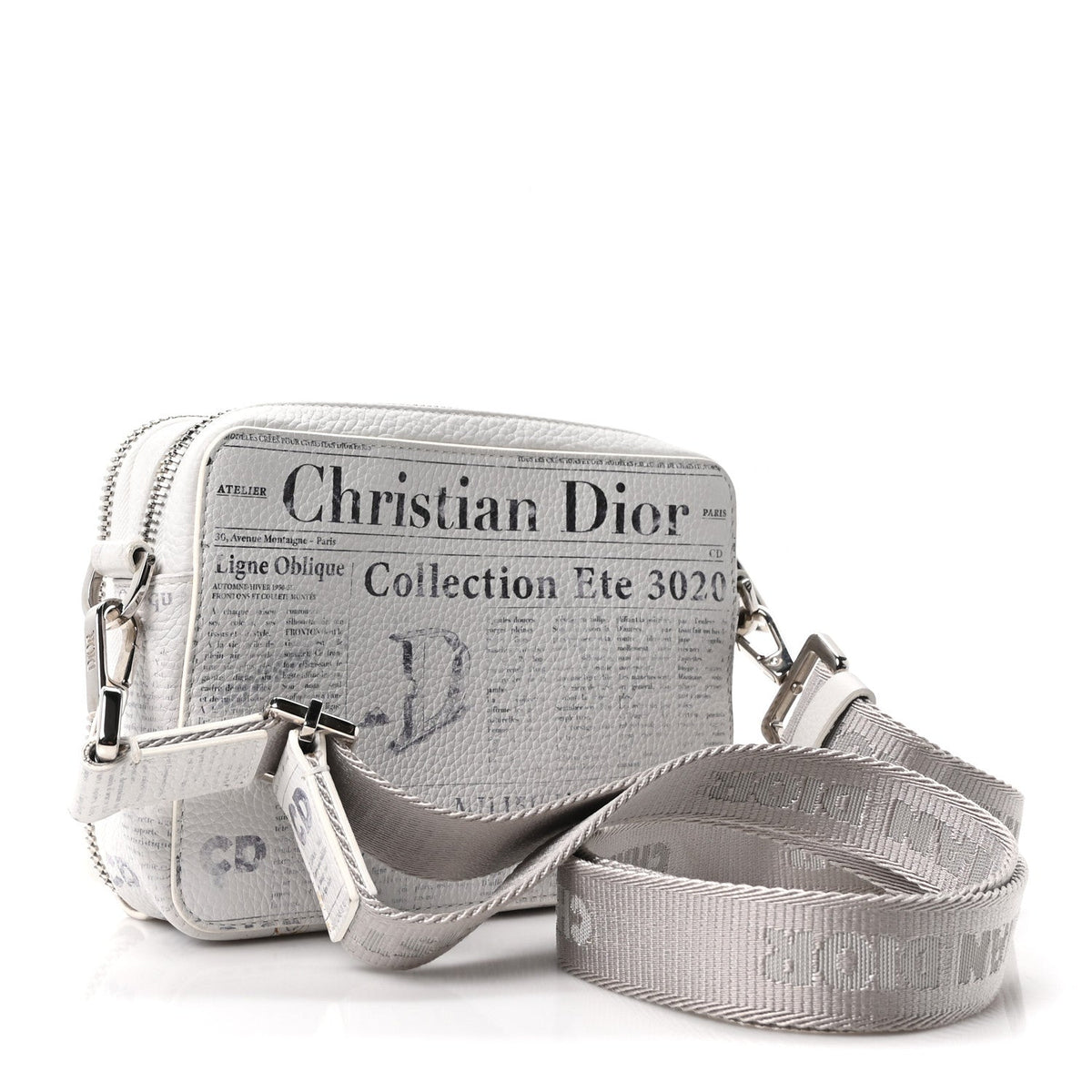 X DANIEL ARSHAM Grained Calfskin Newspaper Messenger White AT My store