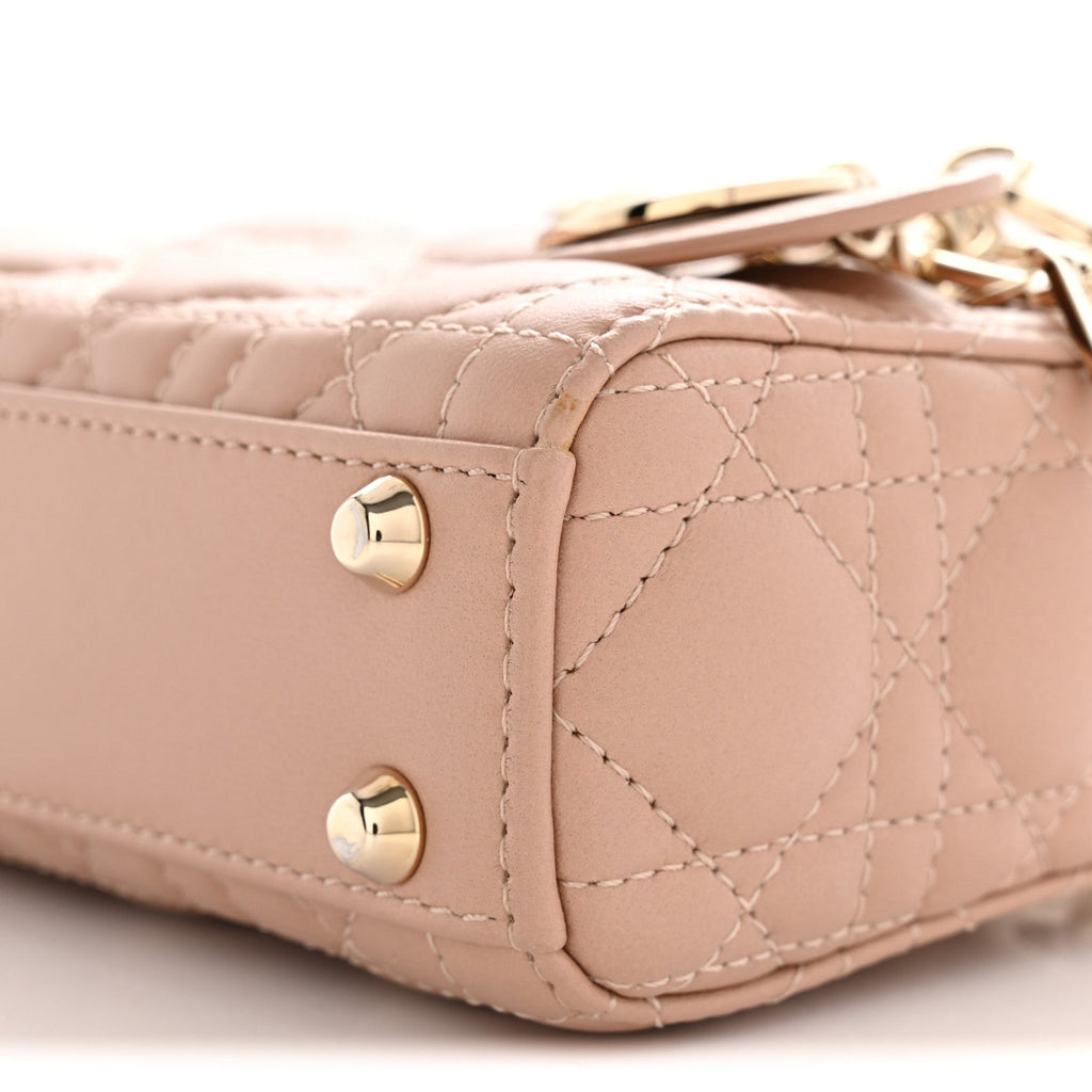 Lambskin Cannage Micro Lady Dior Rose Des Vents AT My store