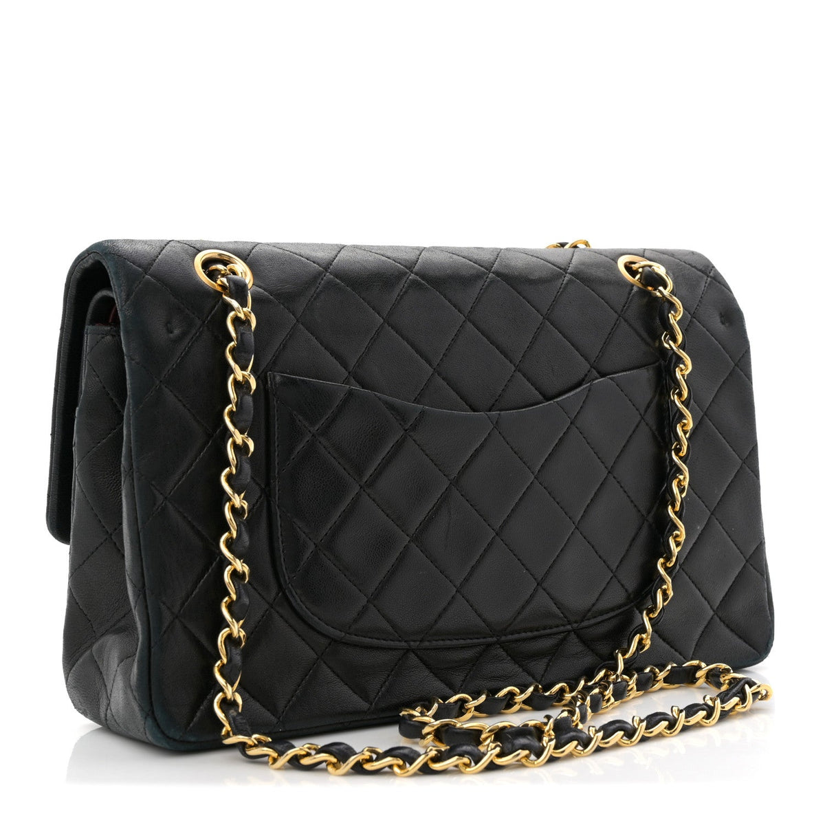 Lambskin Quilted Medium Double Flap Black At My store
