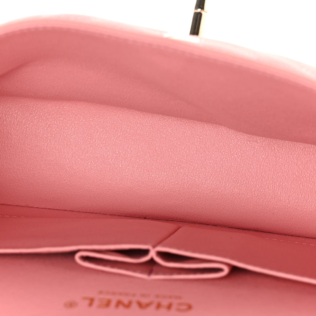 Caviar Chevron Quilted Small Double Flap Pink At My store