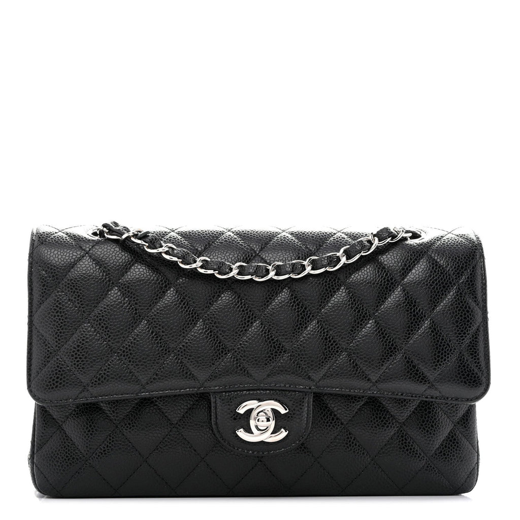Caviar Quilted Medium Double Flap Black At My store