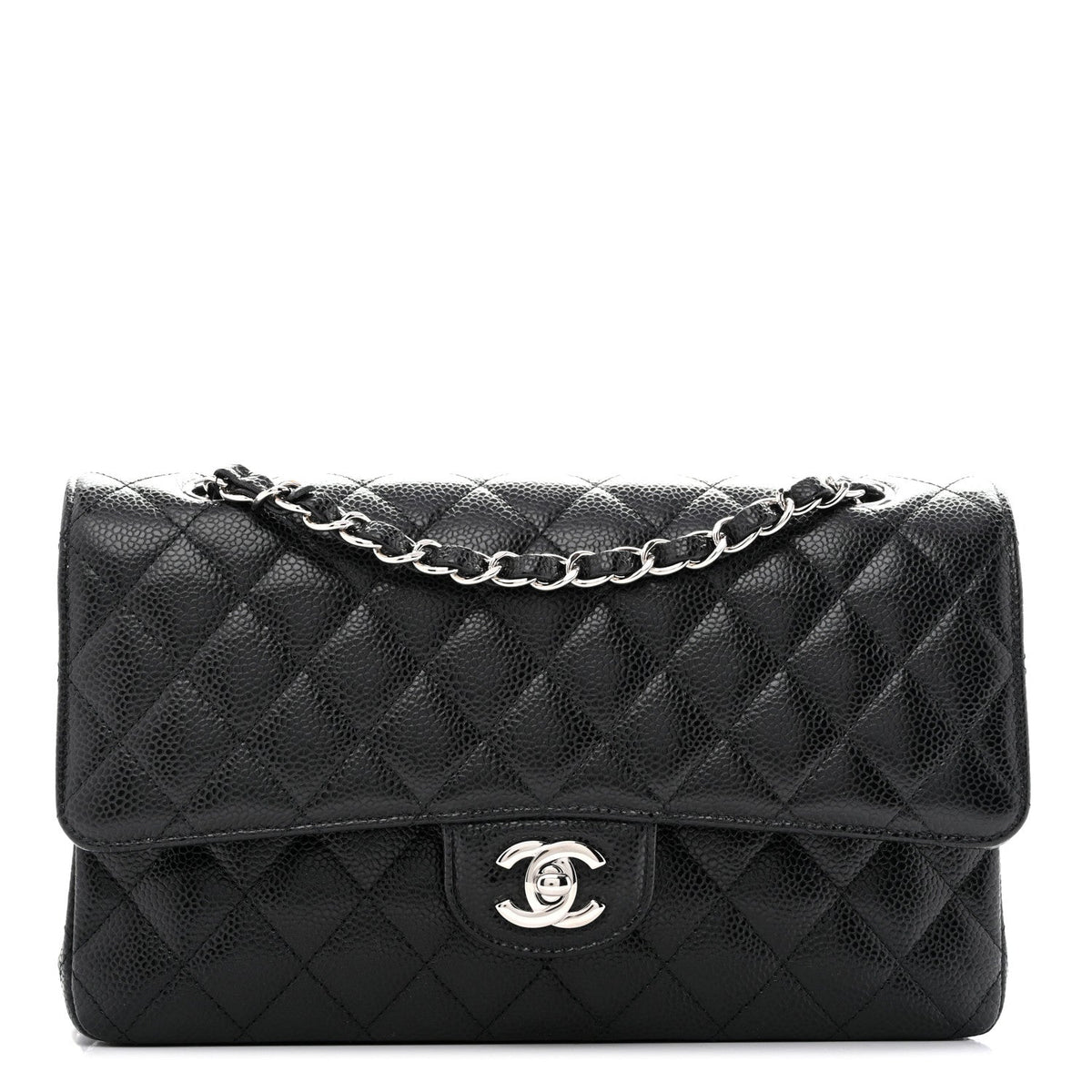 Caviar Quilted Medium Double Flap Black At My store