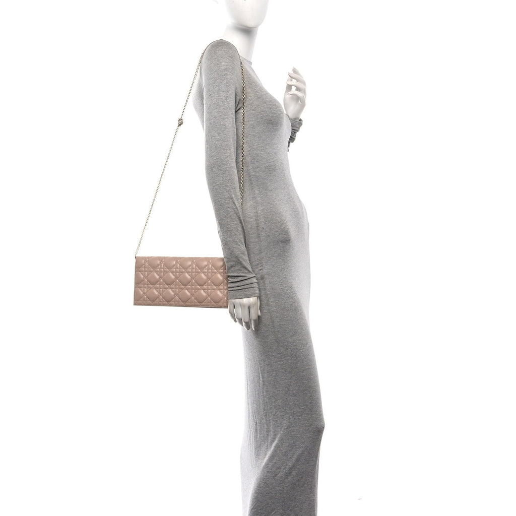 Lambskin Cannage Lady Dior Convertible Clutch Pink AT My store