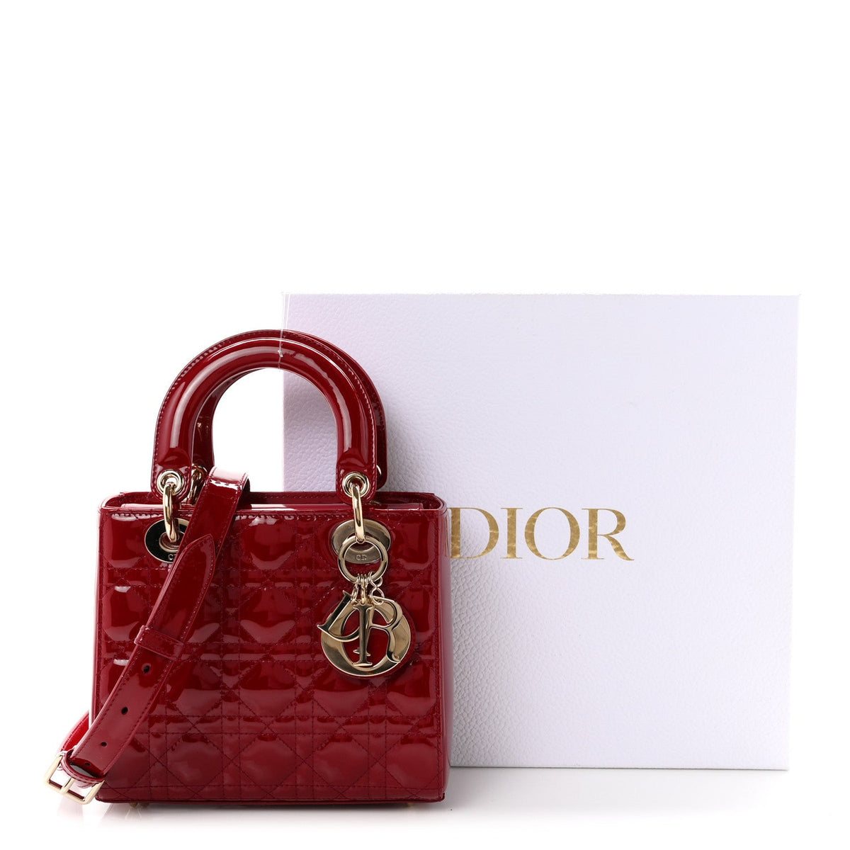 Patent Cannage Small Lady Dior Cherry Red AT My store