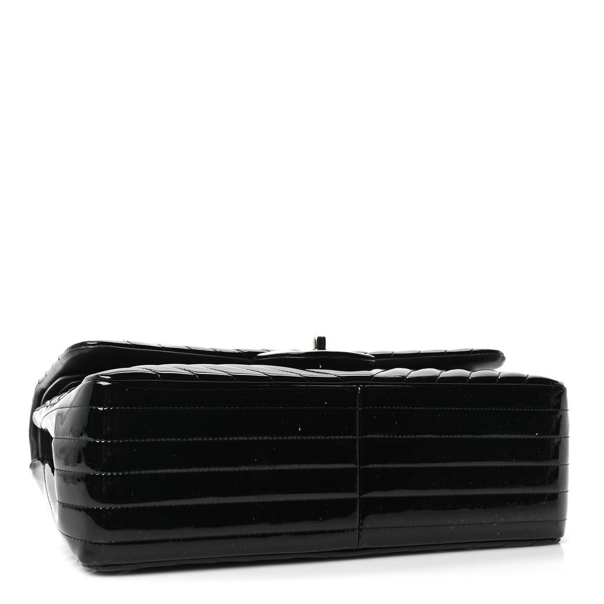 Patent Chevron Quilted Jumbo Double Flap Black At My store