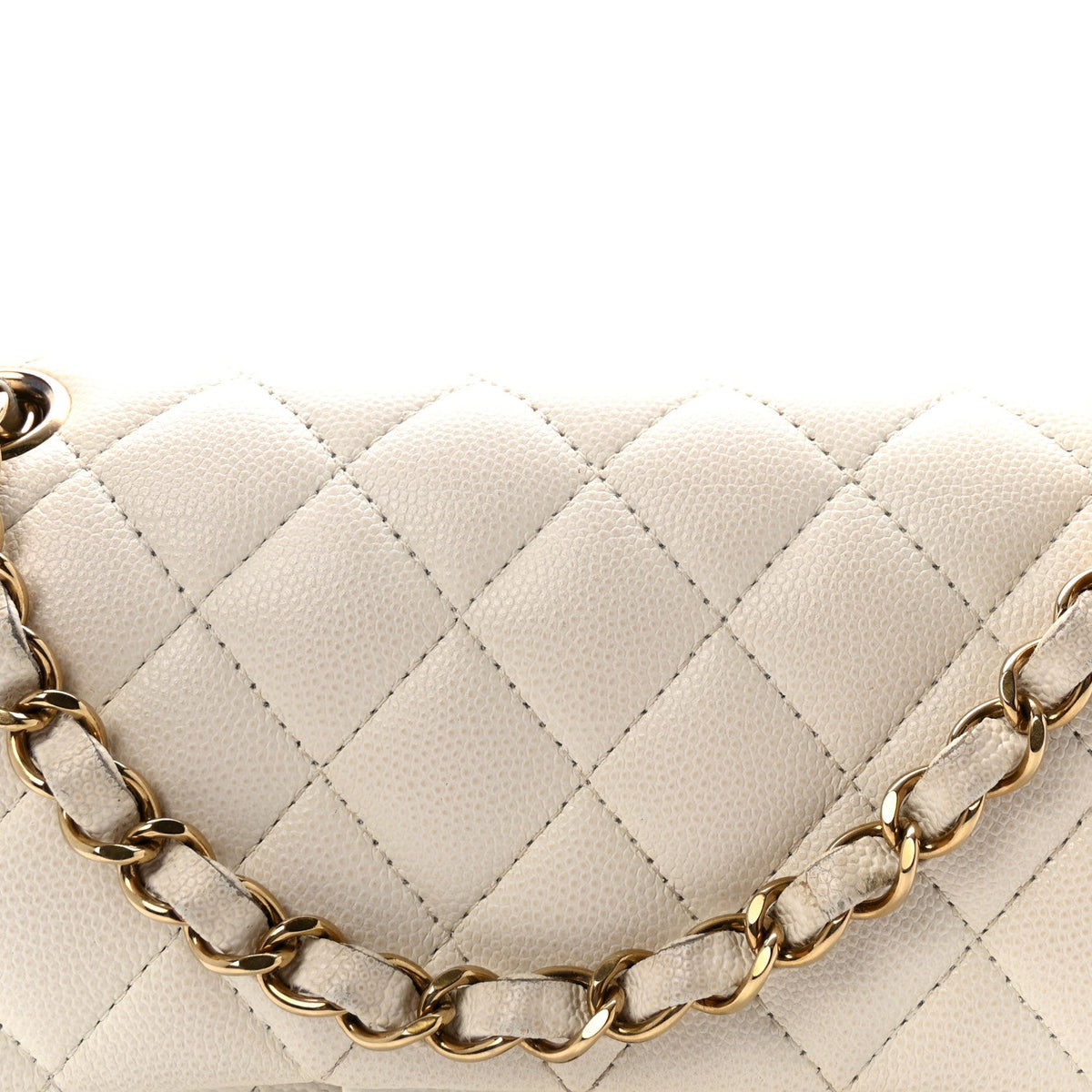 Caviar Quilted Small Double Flap White At My store