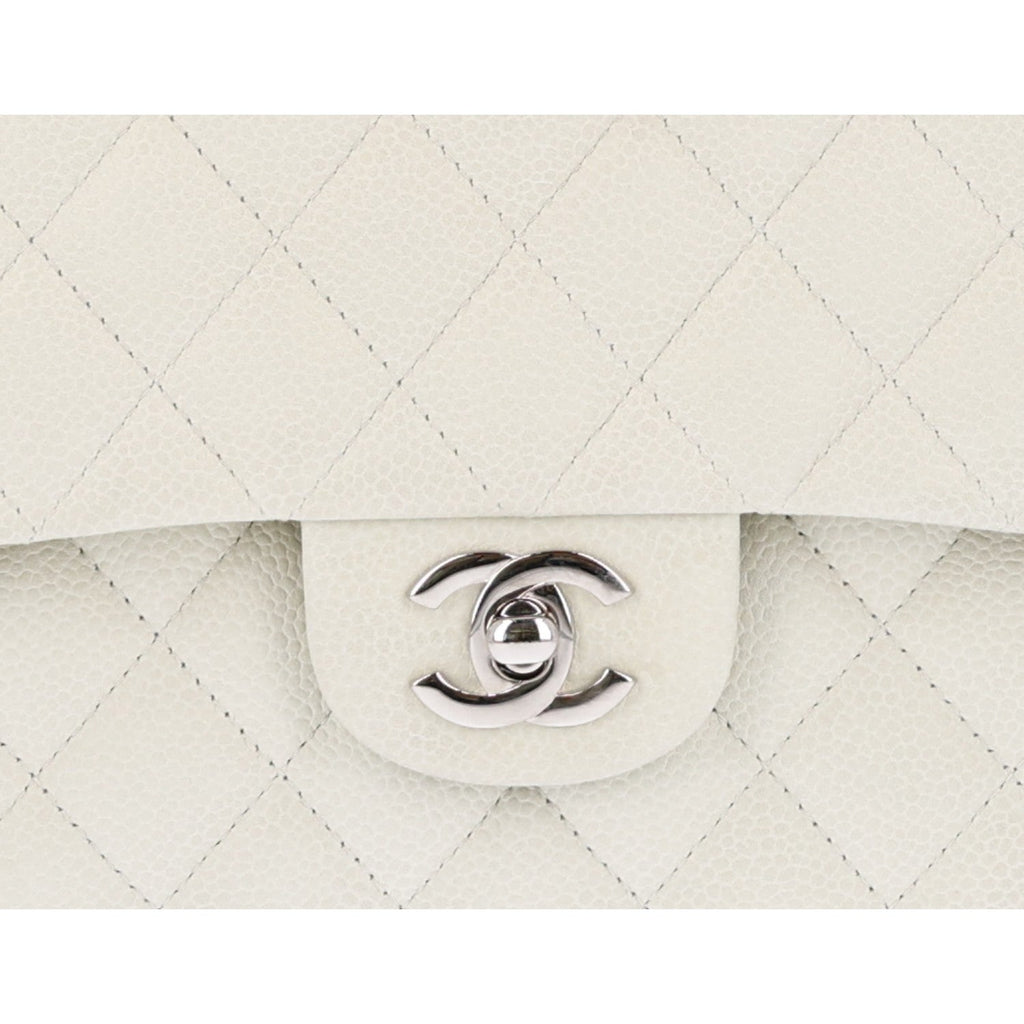 Caviar Quilted Medium Double Flap Light Green At My store