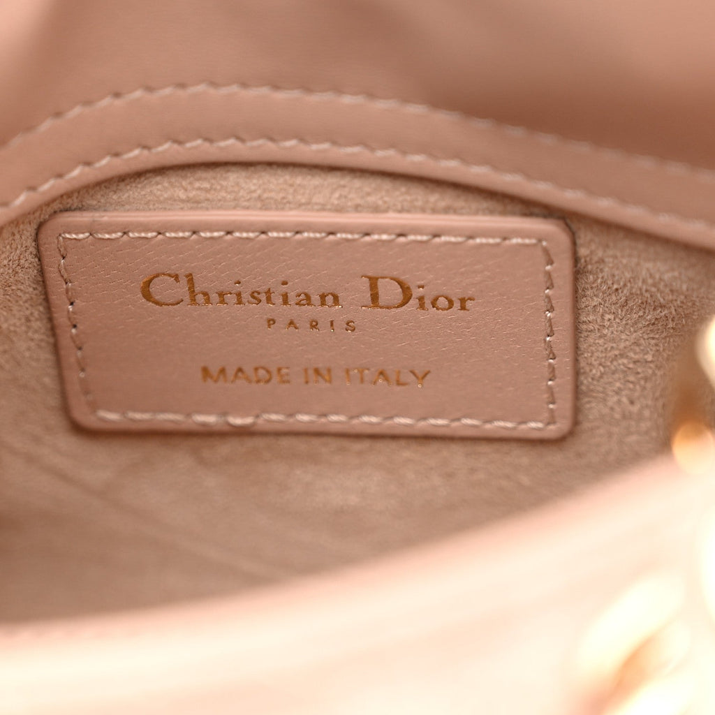 Lambskin Cannage Micro Lady Dior Rose Des Vents AT My store