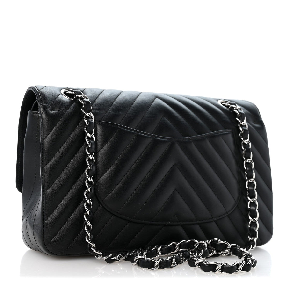 Lambskin Chevron Quilted Medium Double Flap Black At My store