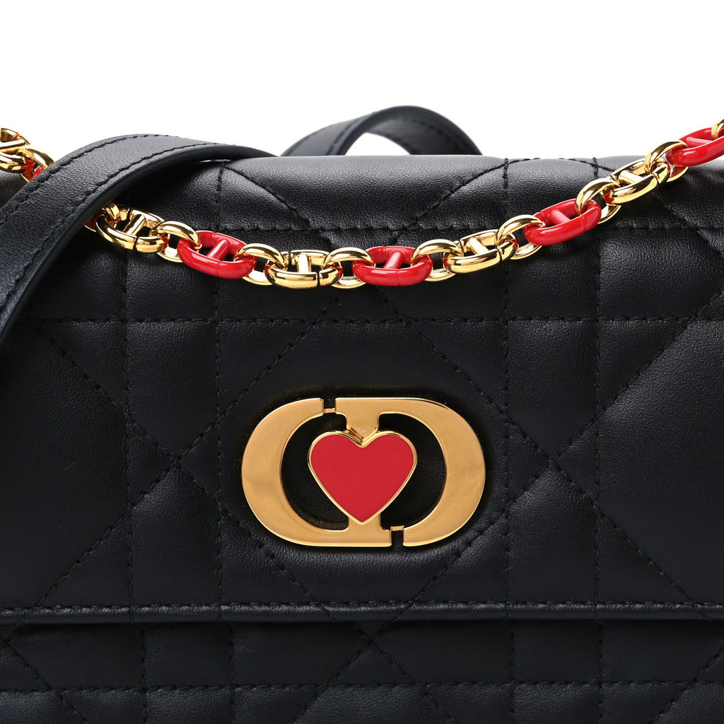 Lambskin Enamel Macrocannage Dioramour Mini Miss Caro Bag Black Red AT My store