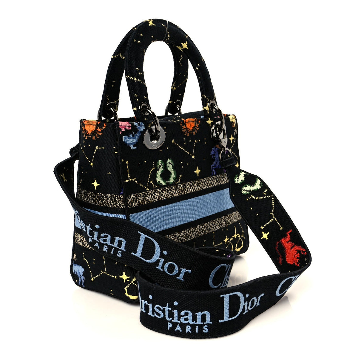 Canvas Pixel Zodiac Embroidered Medium Lady D-Lite Nero Multicolor AT My store