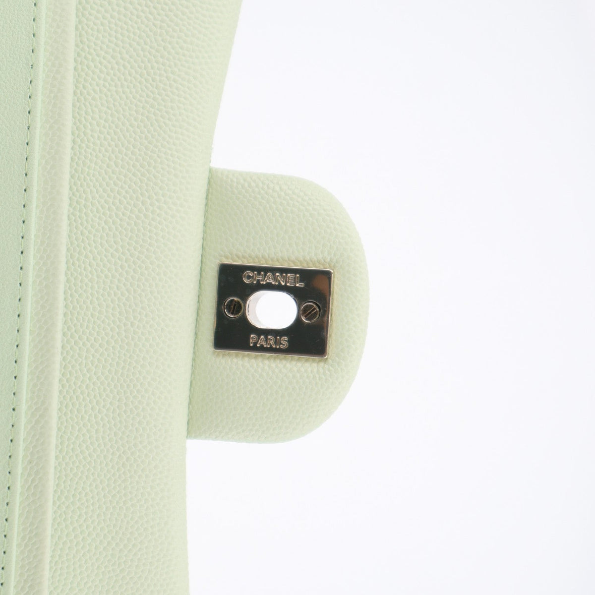 Caviar Quilted Small Double Flap Light Green At My store