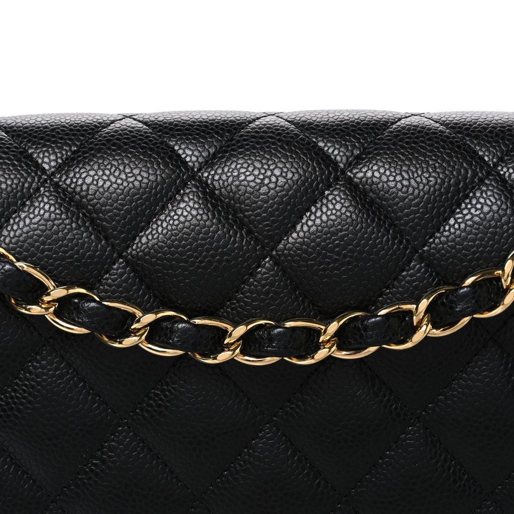 Caviar Quilted Jumbo Double Flap Black At My store