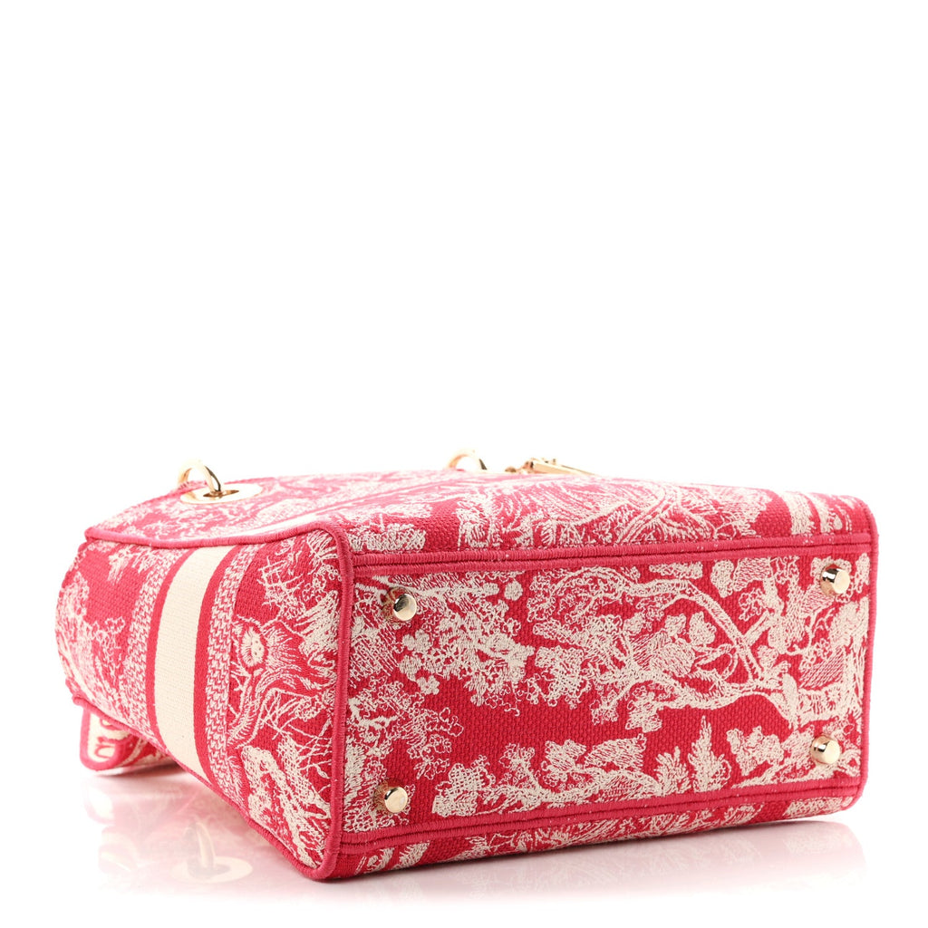 Canvas Toile De Jouy Reverse Embroidered Medium Lady D-Lite Red AT My store