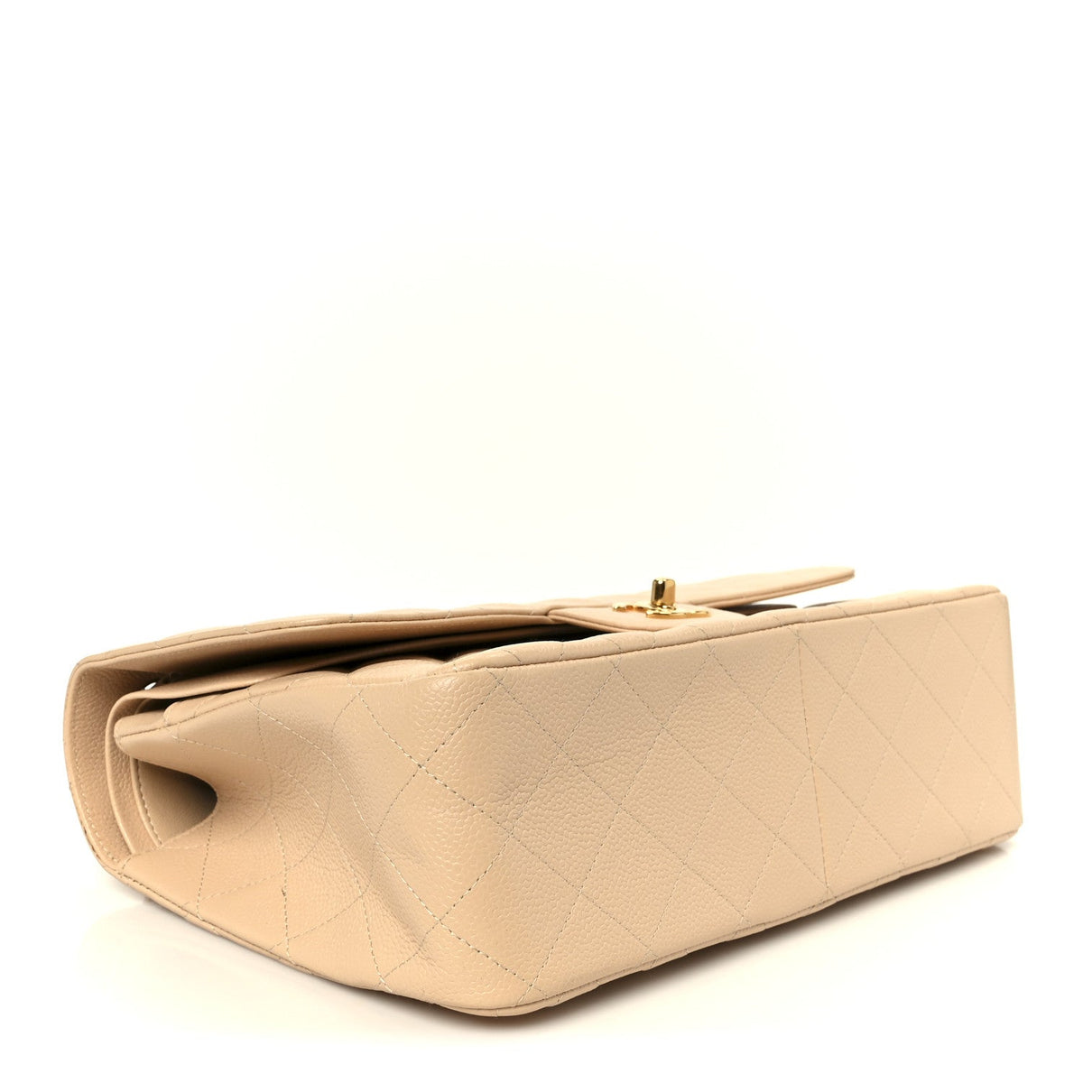 Caviar Quilted Jumbo Double Flap Beige At My store