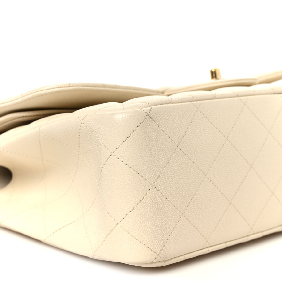 Caviar Quilted Jumbo Double Flap White At My store
