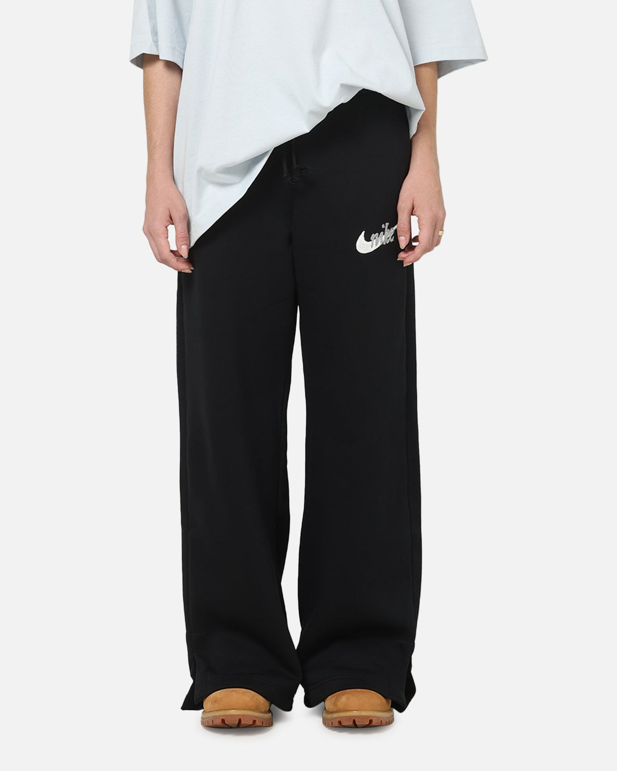Top Seller Nike Women's Sportswear Phoenix Fleece High-Waisted Wide-Leg Logo Pants Black/Summit White