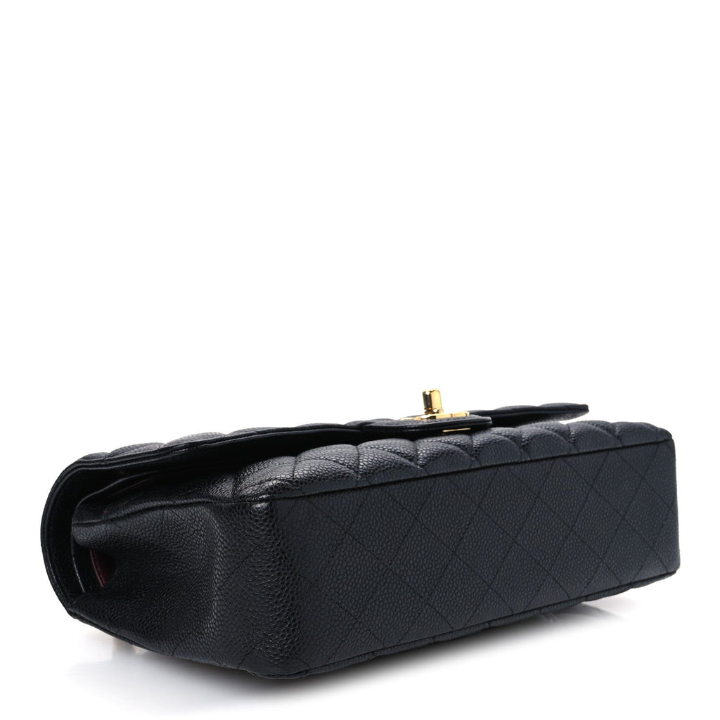 Caviar Quilted Medium Double Flap Black At My store