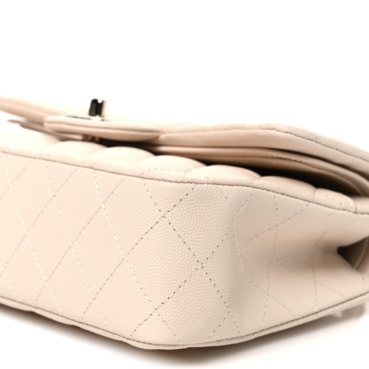Caviar Quilted Small Double Flap Light Beige At My store