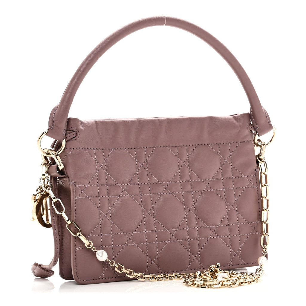 Lambskin Cannage Milly Mini Drawstring Bag Pink Peony AT My store