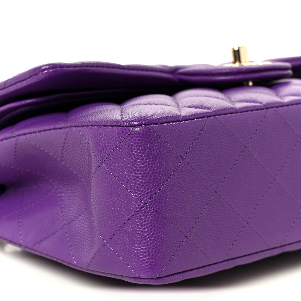 Caviar Quilted Small Double Flap Purple At My store