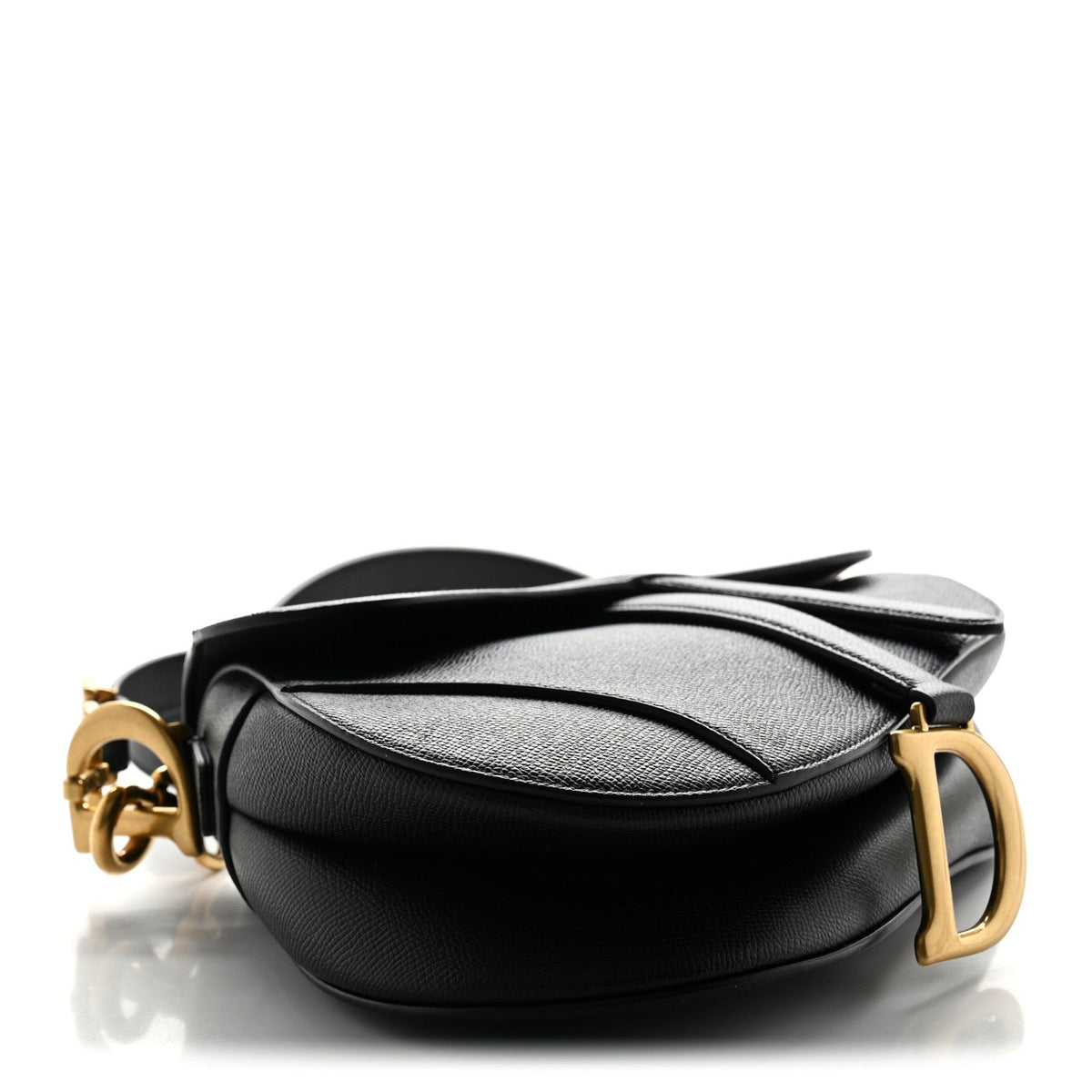 Grained Calfskin Saddle Bag With Strap Black AT My store