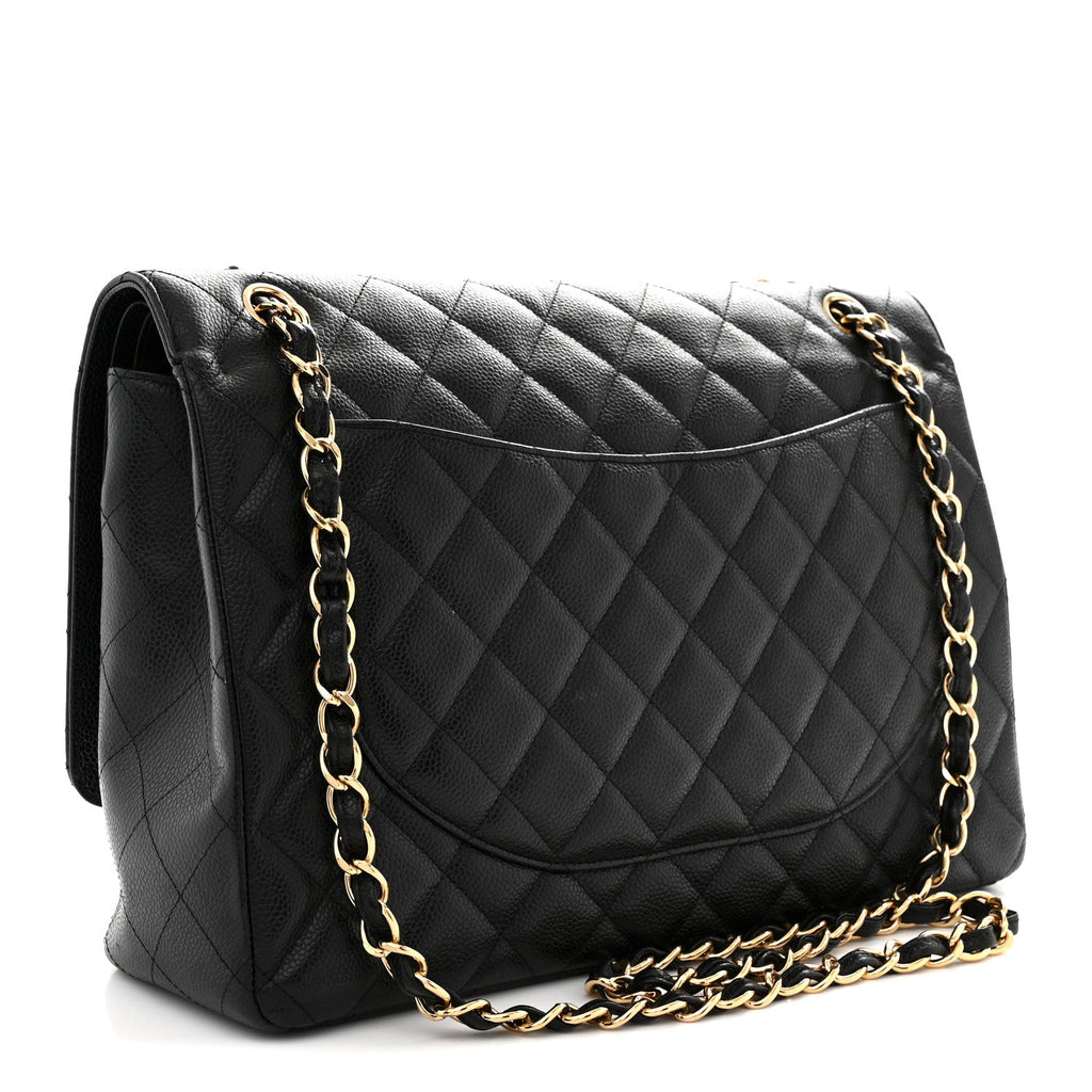 Caviar Quilted Maxi Double Flap Black At My store