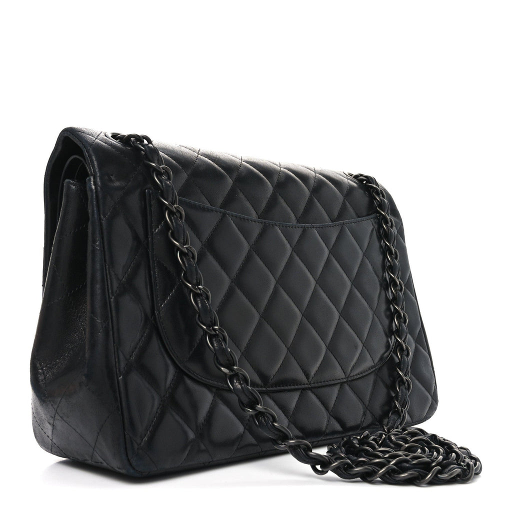 Lambskin Quilted Jumbo Double Flap So Black At My store