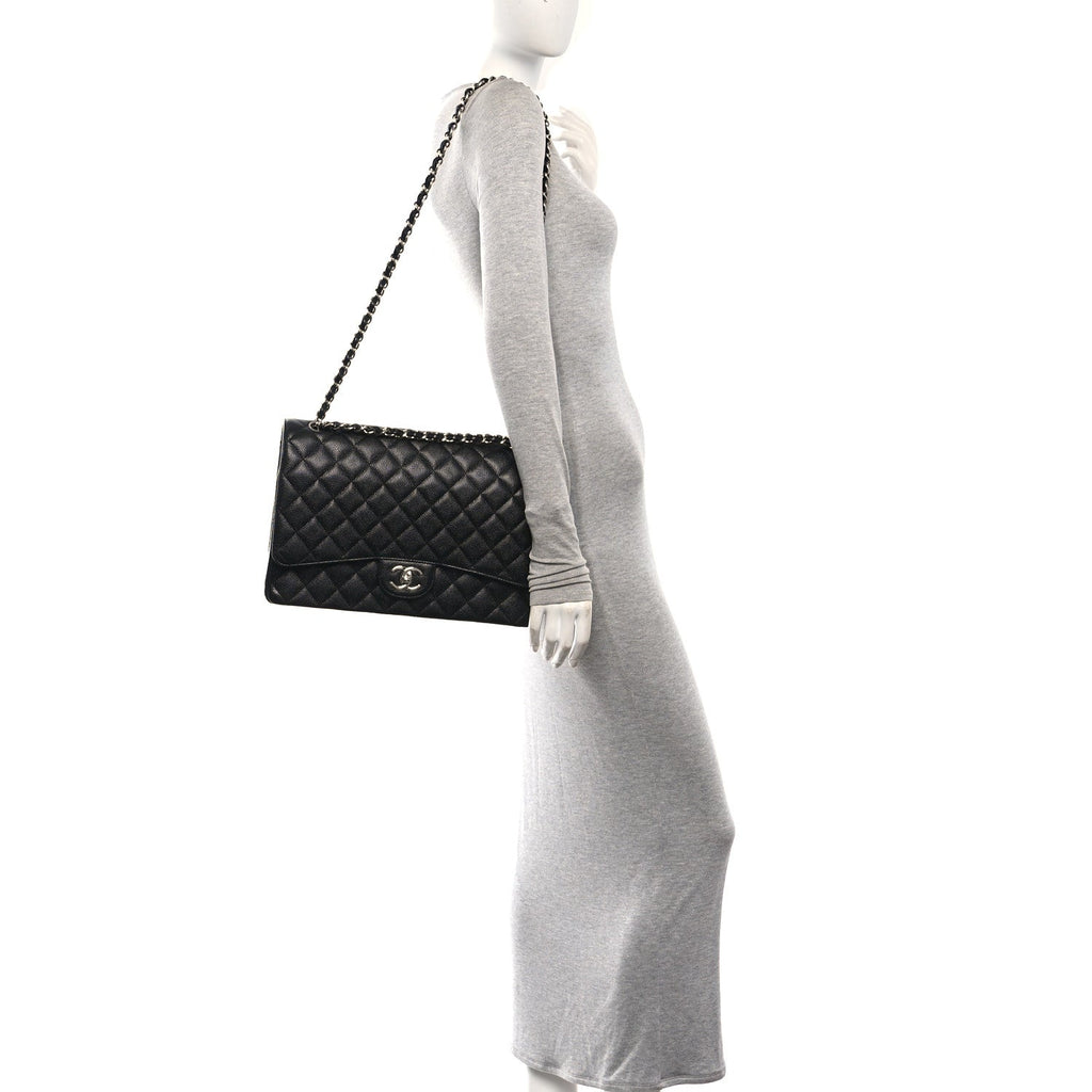 Caviar Quilted Maxi Double Flap Black At My store