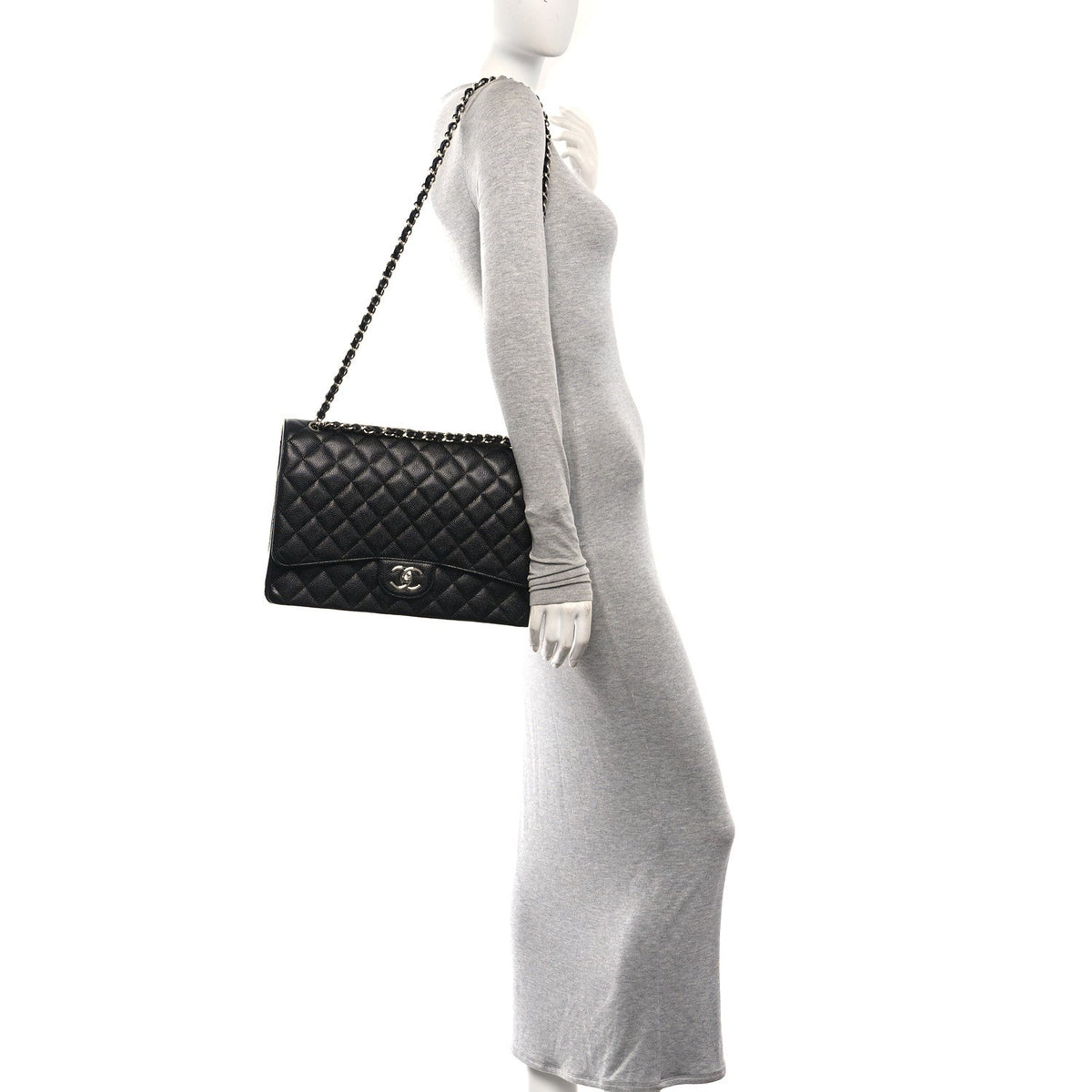 Caviar Quilted Maxi Double Flap Black At My store