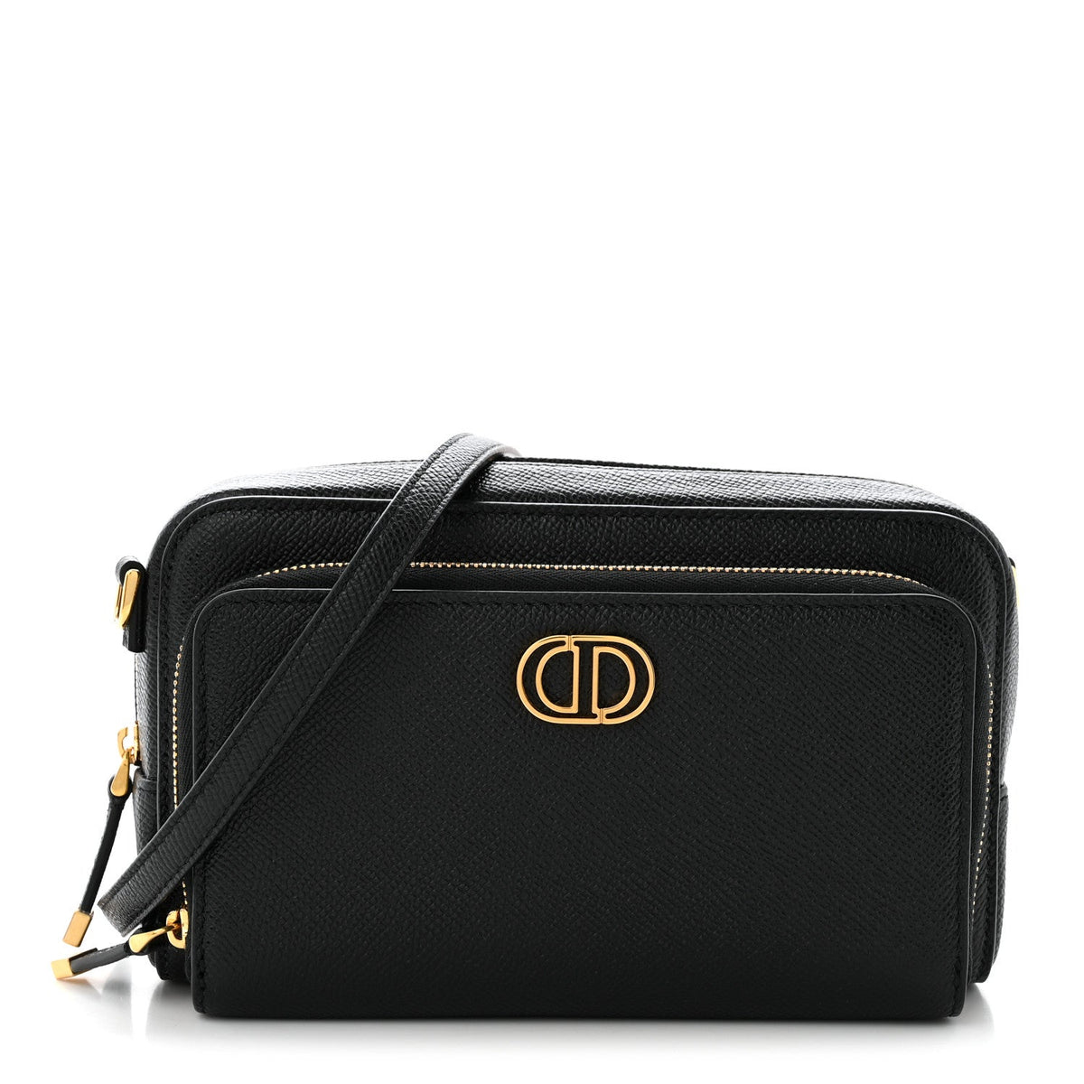 Grained Calfskin Caro Double Pouch Black AT My store
