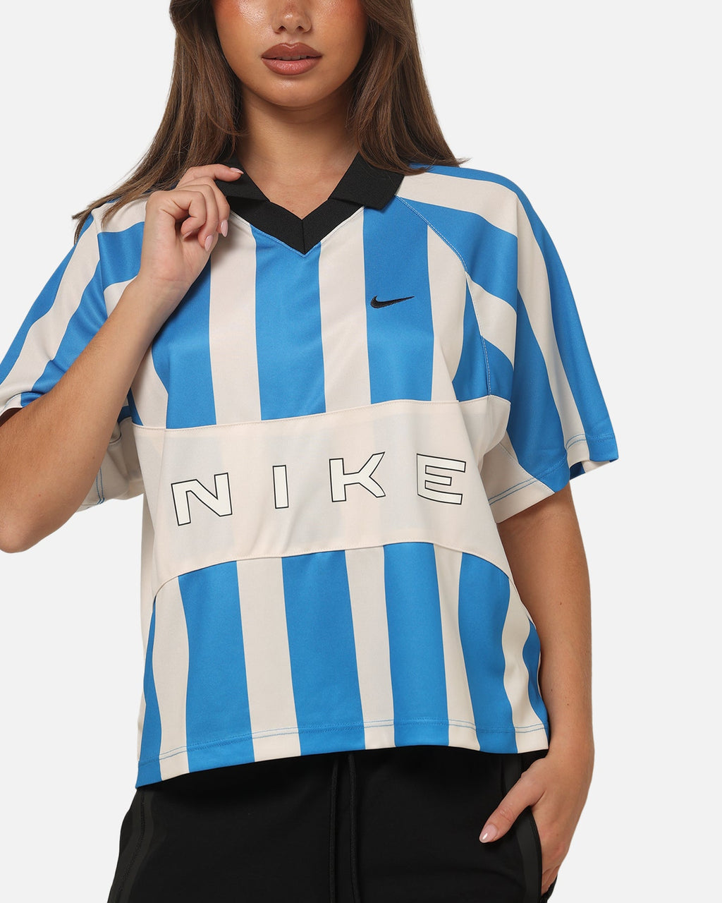Top Seller Nike Women's Sportswear Street Oversized Striped Jersey Blue/White