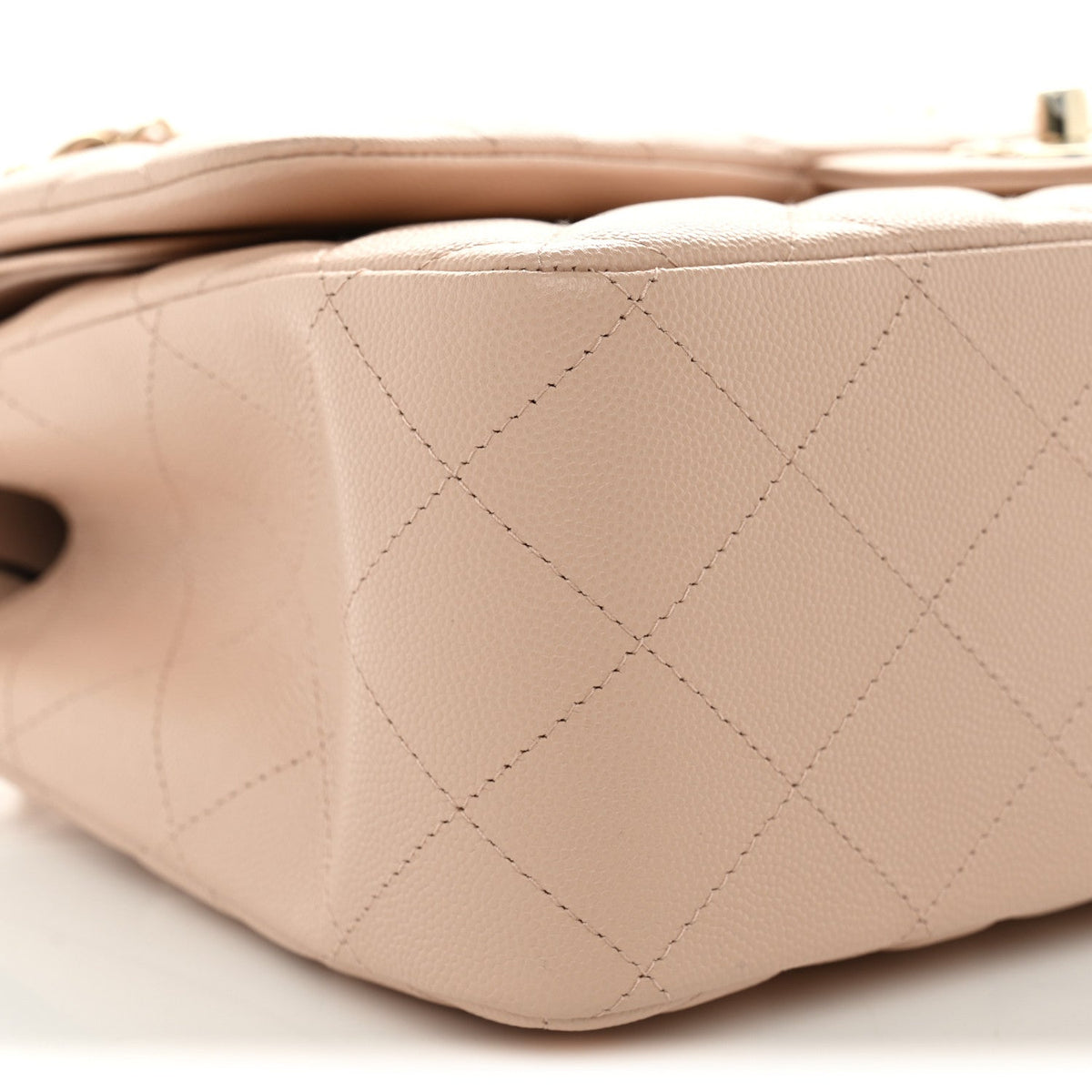 Caviar Quilted Jumbo Double Flap Light Beige At My store