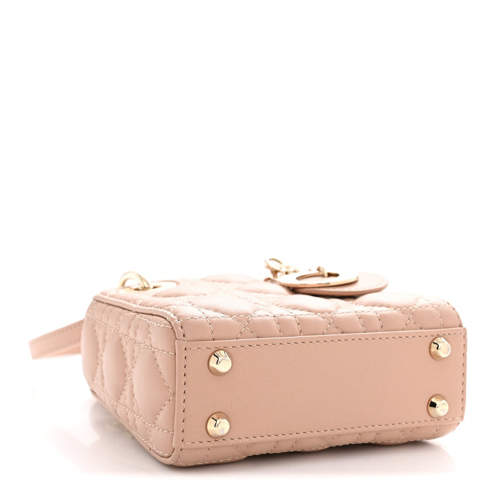Lambskin Cannage Micro Lady Dior Rose Des Vents AT My store