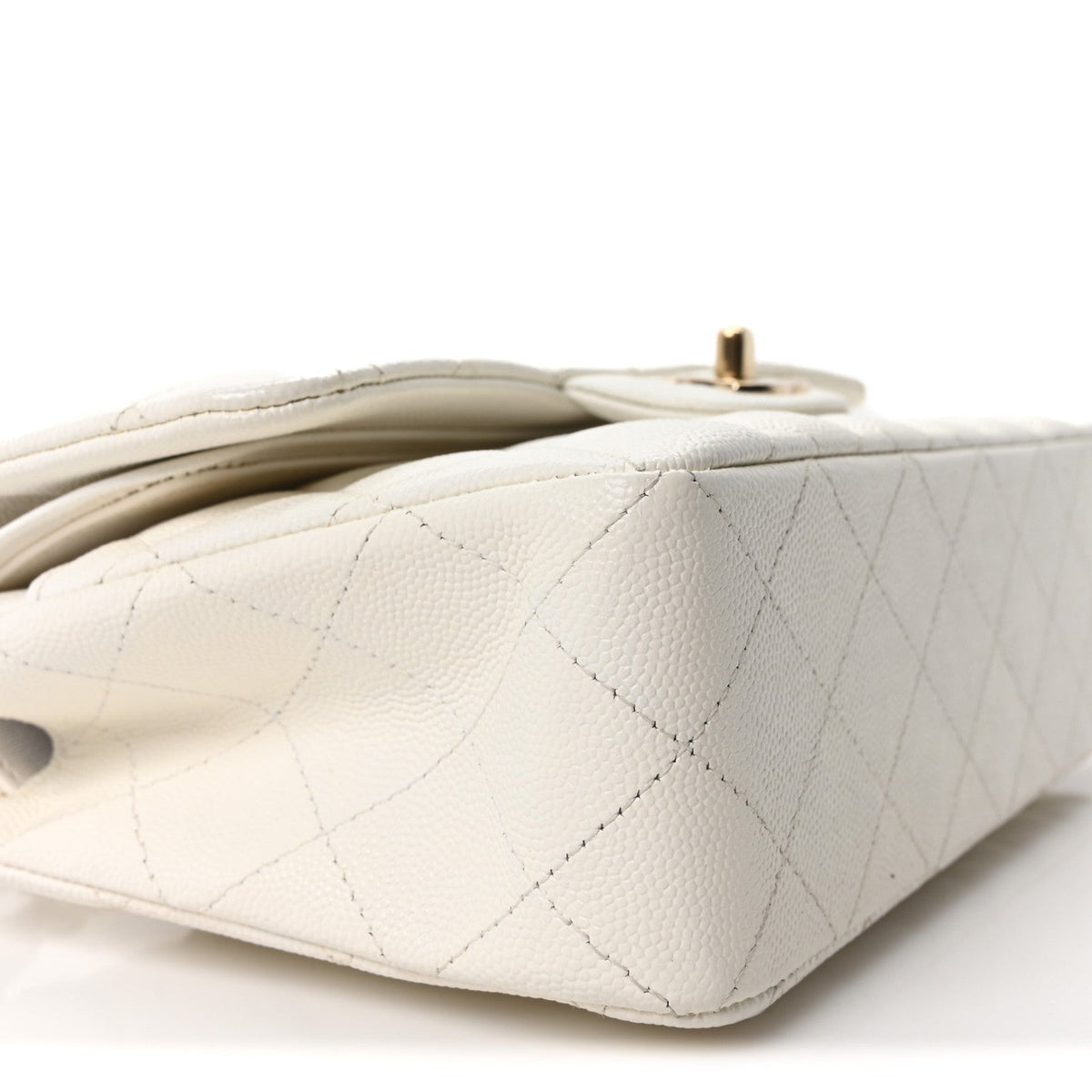 Caviar Quilted Small Double Flap White At My store