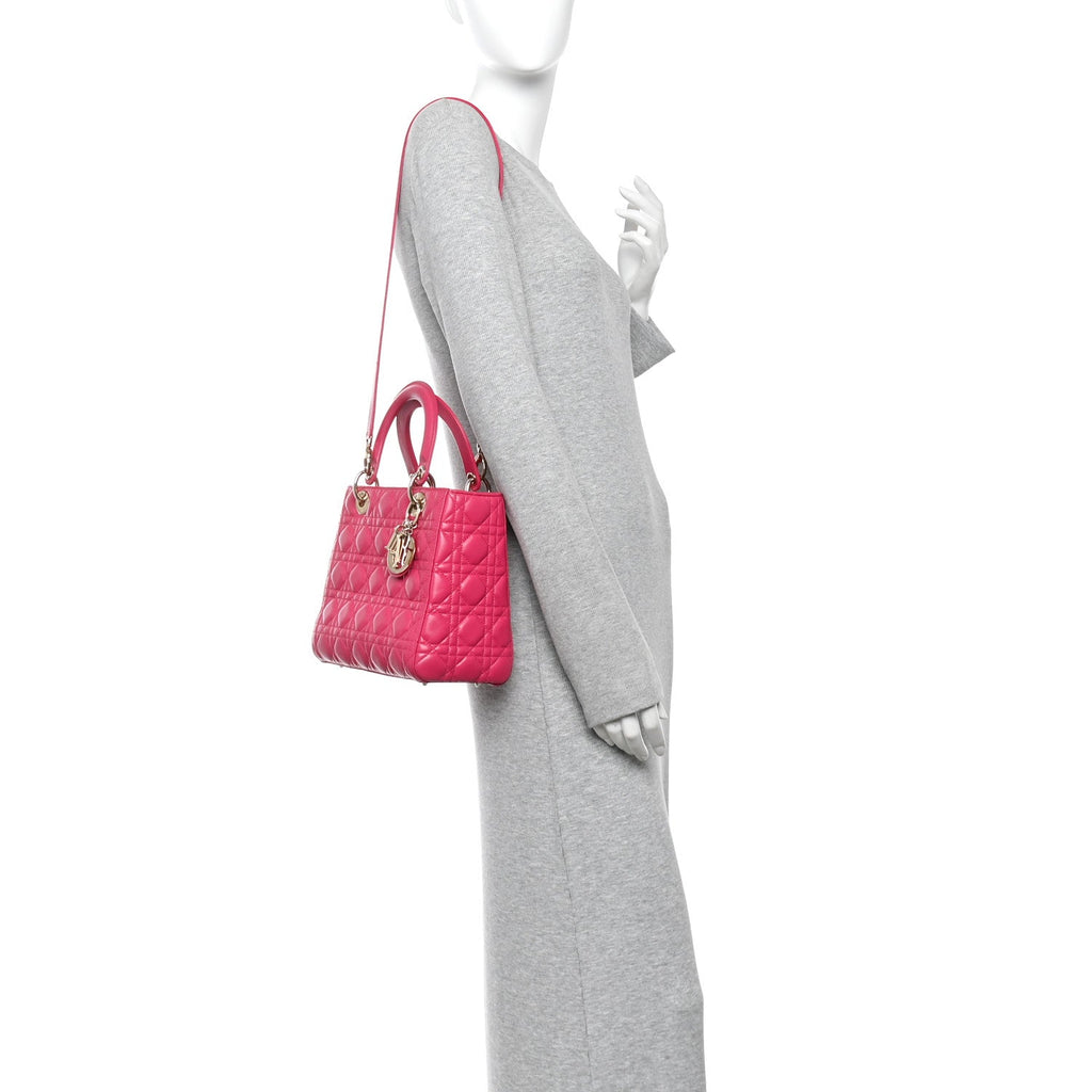 Lambskin Cannage Medium Lady Dior Fuchsia AT My store