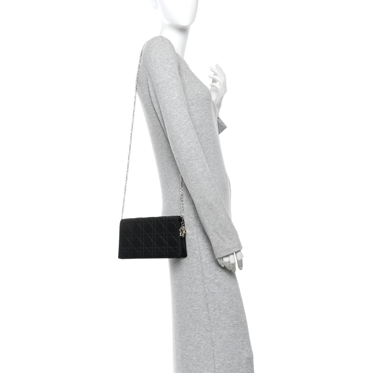 Satin Cannage Lady Dior Convertible Clutch Black AT My store