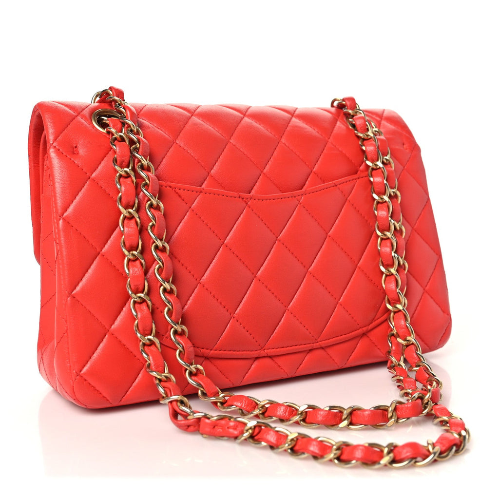 Lambskin Quilted Small Double Flap Red At My store