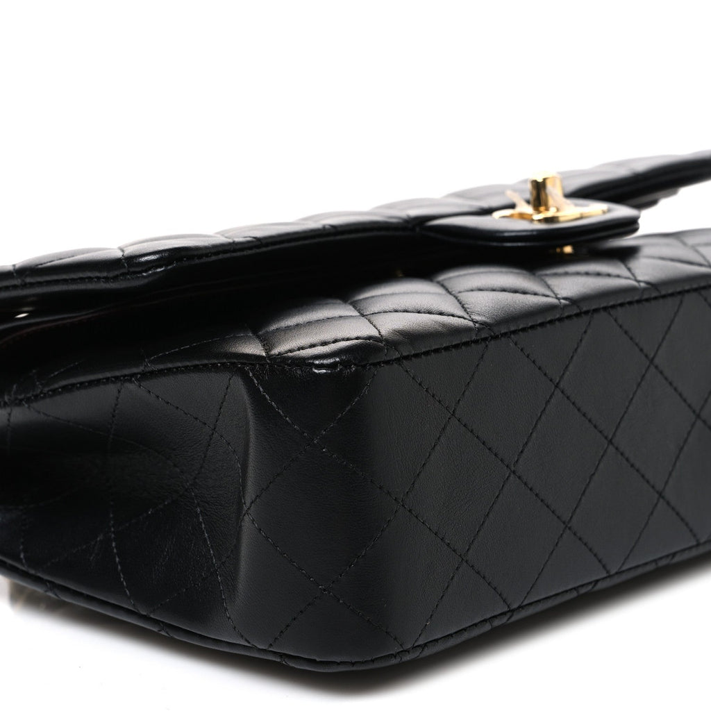 Lambskin Quilted Medium Double Flap Black At My store