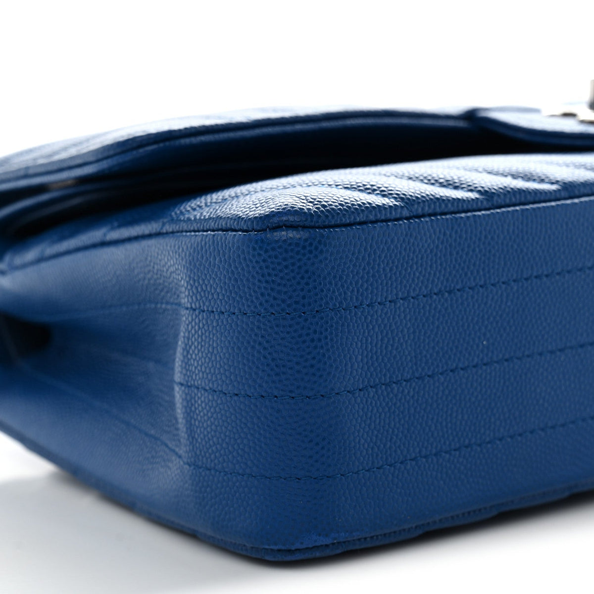 Caviar Chevron Quilted Medium Double Flap Blue At My store