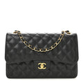 Caviar Quilted Jumbo Double Flap Black At My store