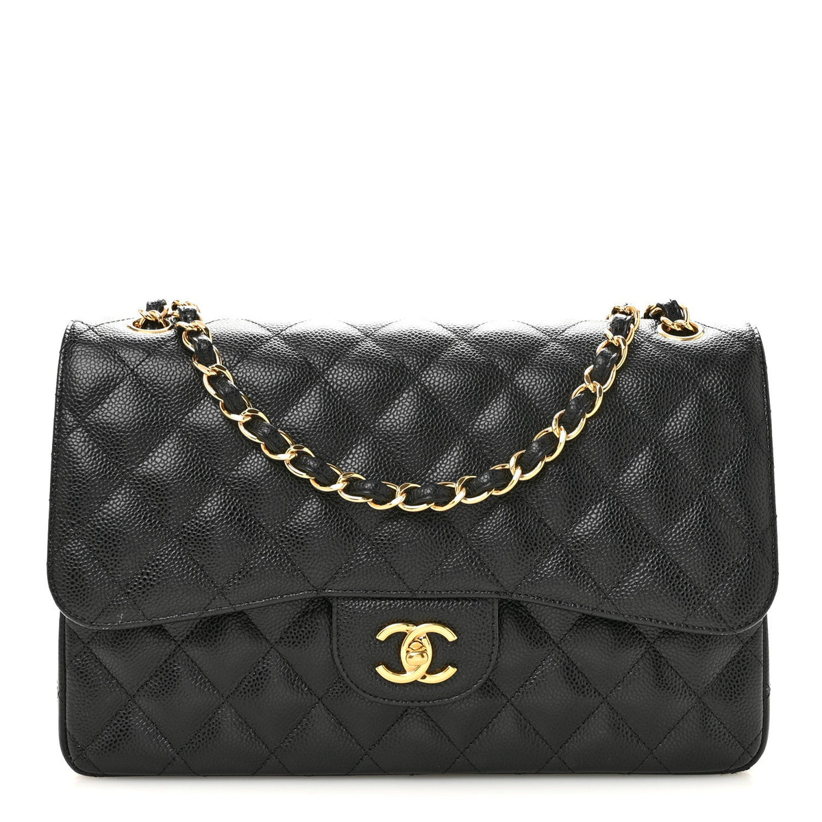 Caviar Quilted Jumbo Double Flap Black At My store