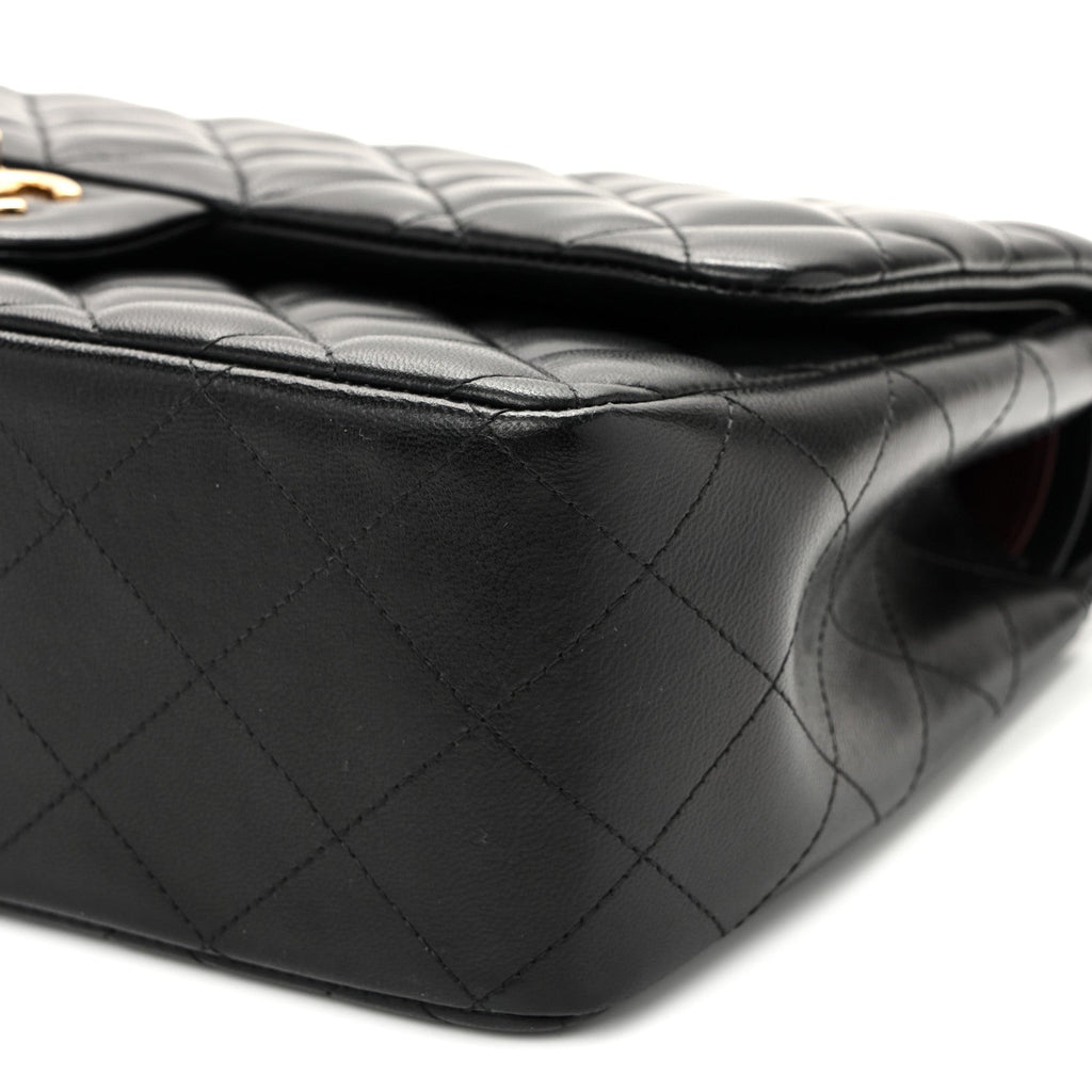 Lambskin Quilted Jumbo Double Flap Black At My store