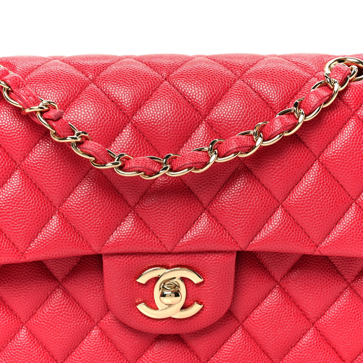 Caviar Quilted Small Double Flap Dark Pink At My store