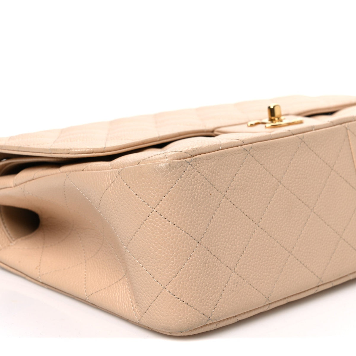 Caviar Quilted Jumbo Double Flap Beige At My store
