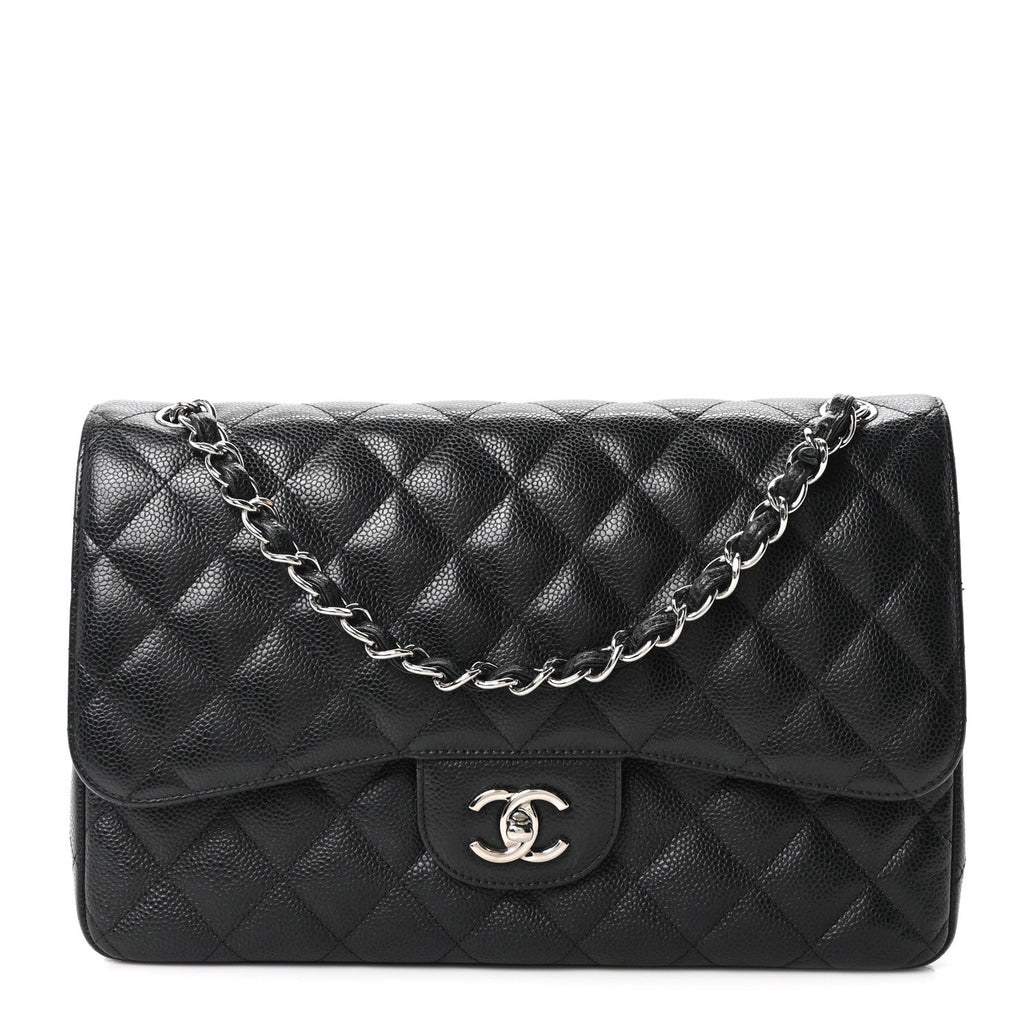 Caviar Quilted Jumbo Double Flap Black At My store