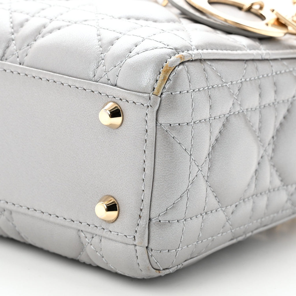 Lambskin Cannage Mini Lady Dior Gray Opaline Gray Opaline AT My store