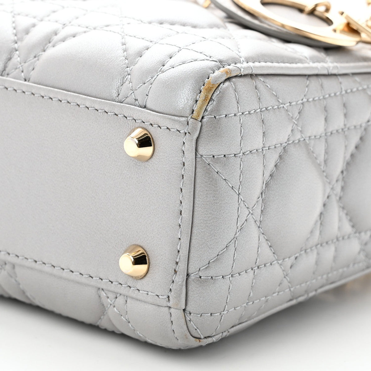 Lambskin Cannage Mini Lady Dior Gray Opaline Gray Opaline AT My store